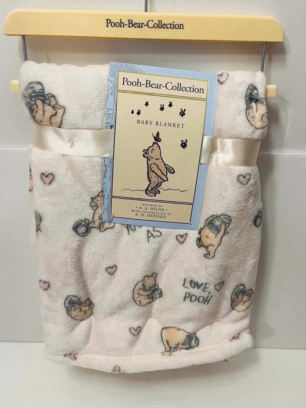 Winnie the Pooh Bear Collection Pink Baby Blanket Love You're Sweet as Hunny
